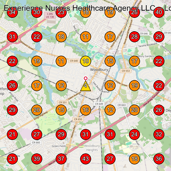 Experience Nurses Healthcare Agency LLC GeoGrid visibility map for Swimming Pool Contractor in Woodbury